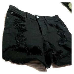 Black cut off shorts